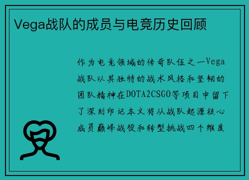 Vega战队的成员与电竞历史回顾